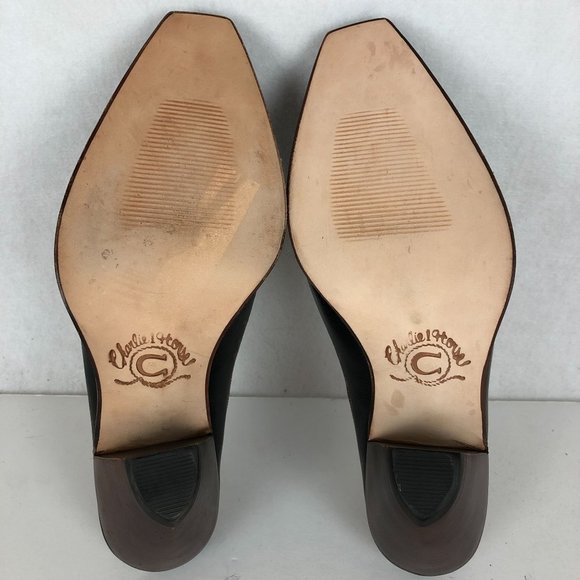 Lucchese Black Leather Mules with Embroidered Design - Picture 7 of 11